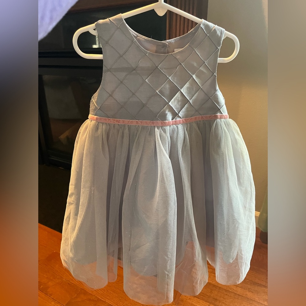Girls Elegant 4T Dress Silver/Pink